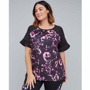 🆕 Lane Bryant Livi Active Tie-Dye Style Printed Activewear Scuba Top T-Shirt